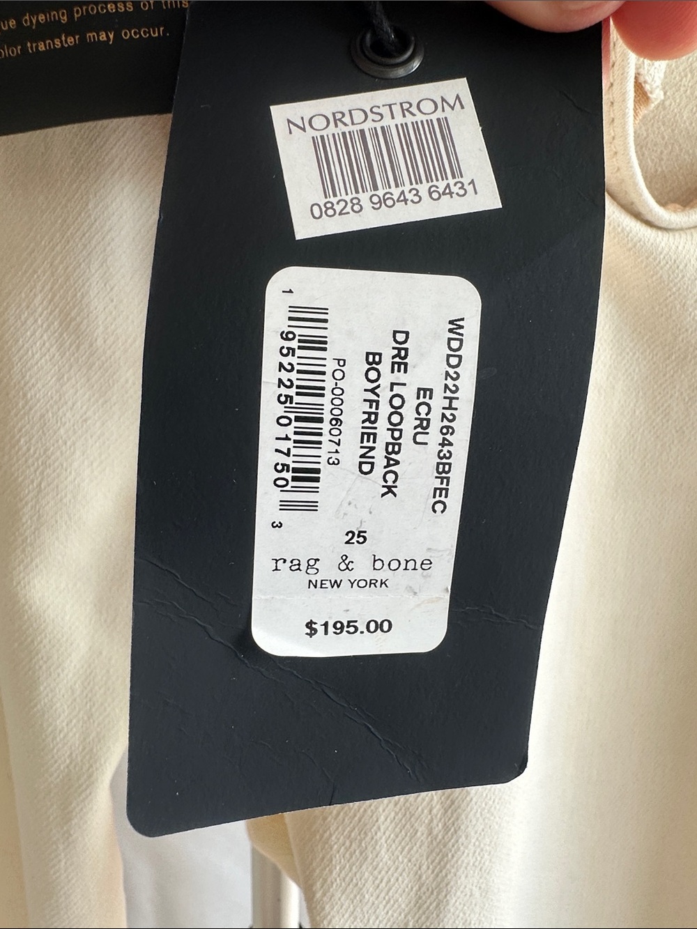 rag & bone Cream Dre Loopback Boyfriend Jeans BNWT - Picture 3 of 7